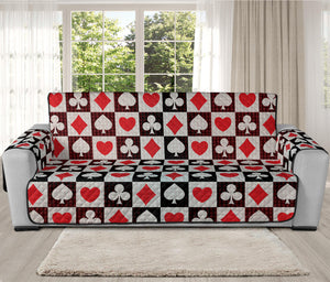 Playing Card Suits Check Pattern Print Oversized Sofa Protector