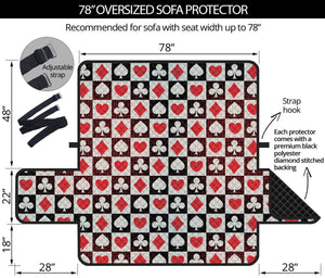 Playing Card Suits Check Pattern Print Oversized Sofa Protector