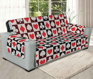 Playing Card Suits Check Pattern Print Oversized Sofa Protector