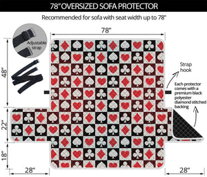 Playing Card Suits Check Pattern Print Oversized Sofa Protector