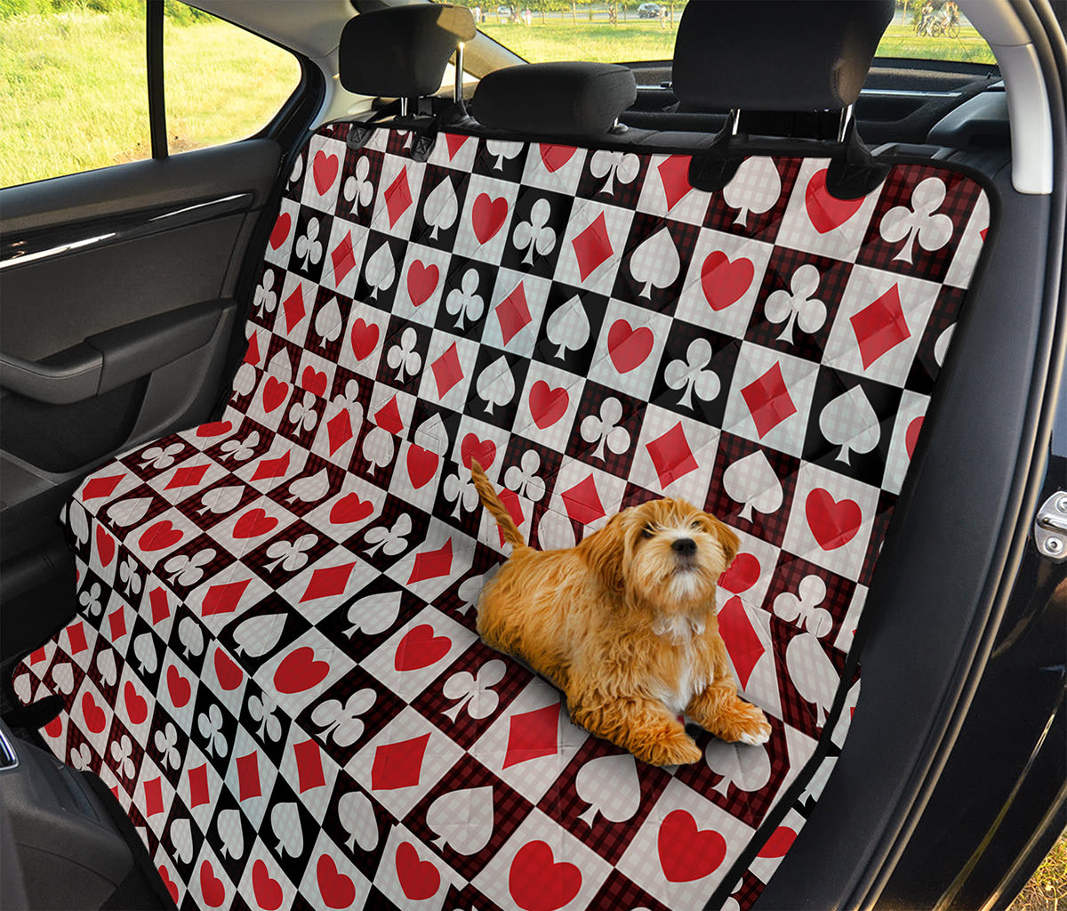 Playing Card Suits Check Pattern Print Pet Car Back Seat Cover