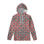 Playing Card Suits Check Pattern Print Pullover Hoodie