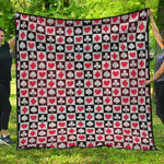 Playing Card Suits Check Pattern Print Quilt