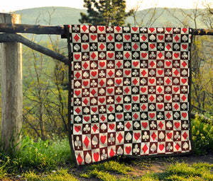 Playing Card Suits Check Pattern Print Quilt