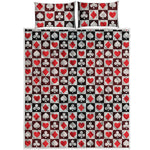 Playing Card Suits Check Pattern Print Quilt Bed Set