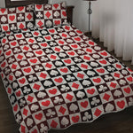 Playing Card Suits Check Pattern Print Quilt Bed Set