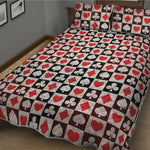 Playing Card Suits Check Pattern Print Quilt Bed Set