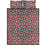 Playing Card Suits Check Pattern Print Quilt Bed Set