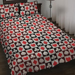 Playing Card Suits Check Pattern Print Quilt Bed Set