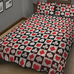 Playing Card Suits Check Pattern Print Quilt Bed Set