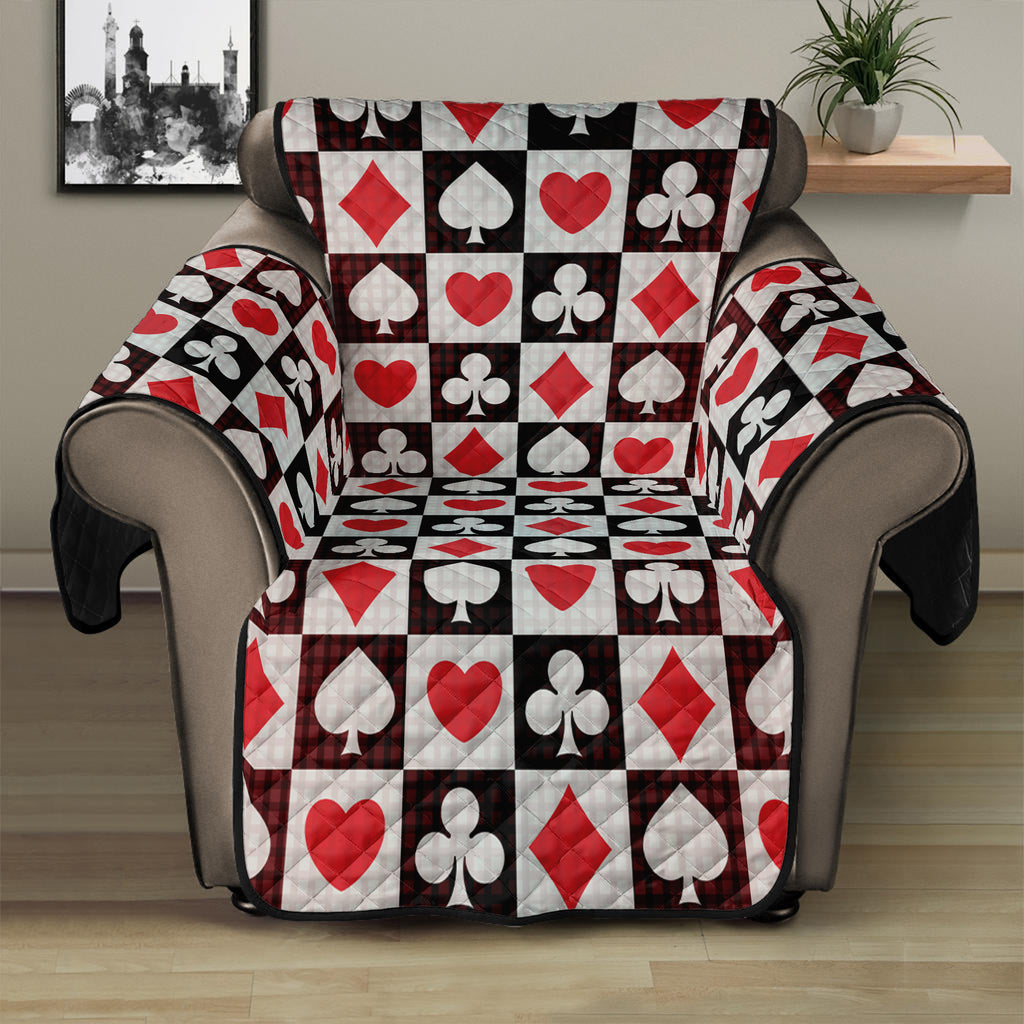 Playing Card Suits Check Pattern Print Recliner Protector