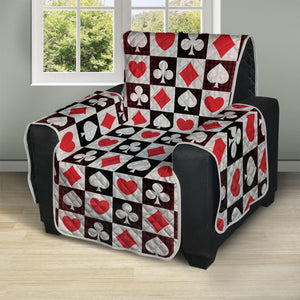 Playing Card Suits Check Pattern Print Recliner Protector