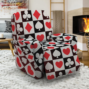 Playing Card Suits Check Pattern Print Recliner Slipcover