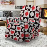 Playing Card Suits Check Pattern Print Recliner Slipcover