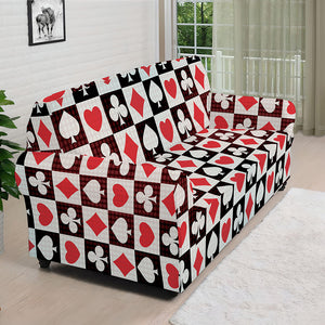 Playing Card Suits Check Pattern Print Sofa Cover