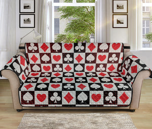 Playing Card Suits Check Pattern Print Sofa Protector