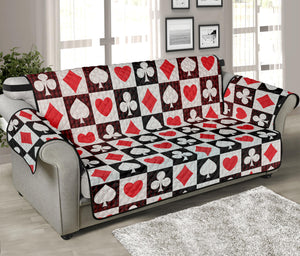 Playing Card Suits Check Pattern Print Sofa Protector