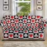 Playing Card Suits Check Pattern Print Sofa Protector