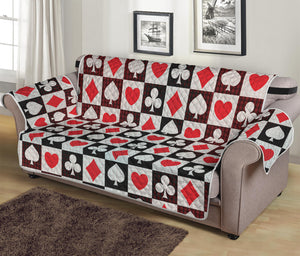 Playing Card Suits Check Pattern Print Sofa Protector