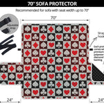 Playing Card Suits Check Pattern Print Sofa Protector