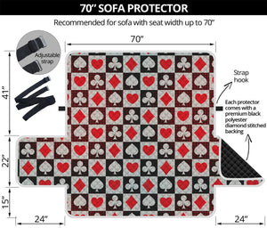 Playing Card Suits Check Pattern Print Sofa Protector