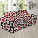 Playing Card Suits Check Pattern Print Sofa Slipcover