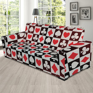 Playing Card Suits Check Pattern Print Sofa Slipcover