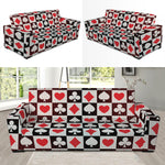 Playing Card Suits Check Pattern Print Sofa Slipcover