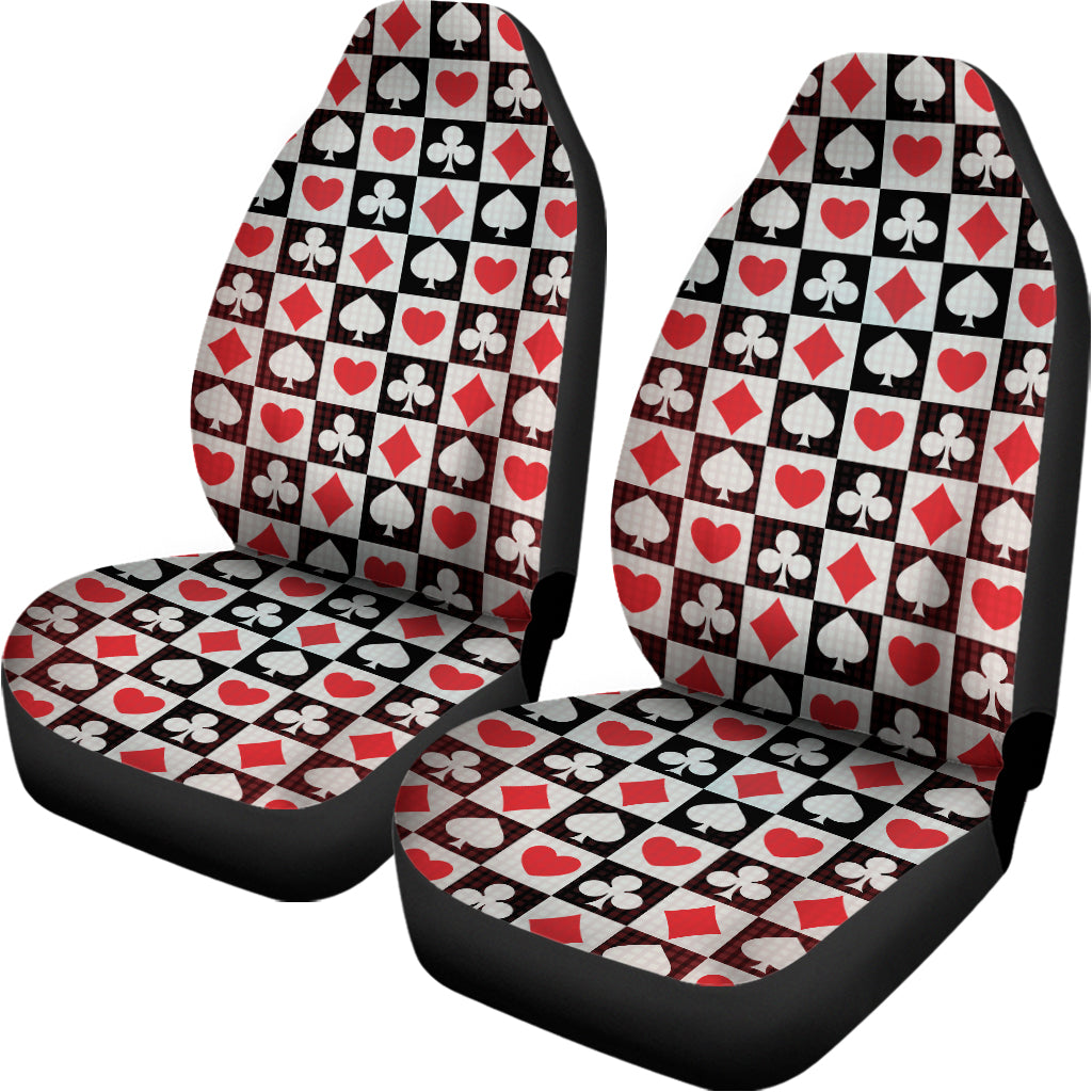 Playing Card Suits Check Pattern Print Universal Fit Car Seat Covers
