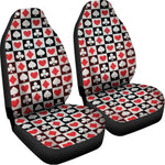 Playing Card Suits Check Pattern Print Universal Fit Car Seat Covers