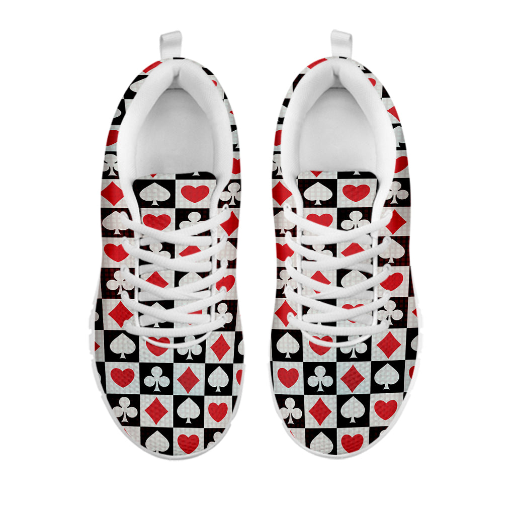 Playing Card Suits Check Pattern Print White Sneakers