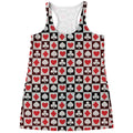 Playing Card Suits Check Pattern Print Women's Racerback Tank Top