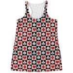 Playing Card Suits Check Pattern Print Women's Racerback Tank Top