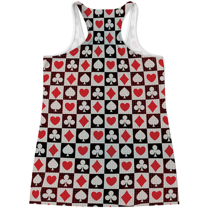 Playing Card Suits Check Pattern Print Women's Racerback Tank Top