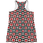 Playing Card Suits Check Pattern Print Women's Racerback Tank Top