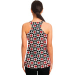Playing Card Suits Check Pattern Print Women's Racerback Tank Top