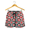 Playing Card Suits Check Pattern Print Women's Shorts