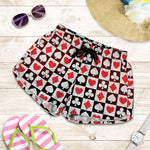 Playing Card Suits Check Pattern Print Women's Shorts