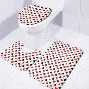 Playing Card Suits Pattern Print 3 Piece Bath Mat Set