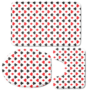 Playing Card Suits Pattern Print 3 Piece Bath Mat Set