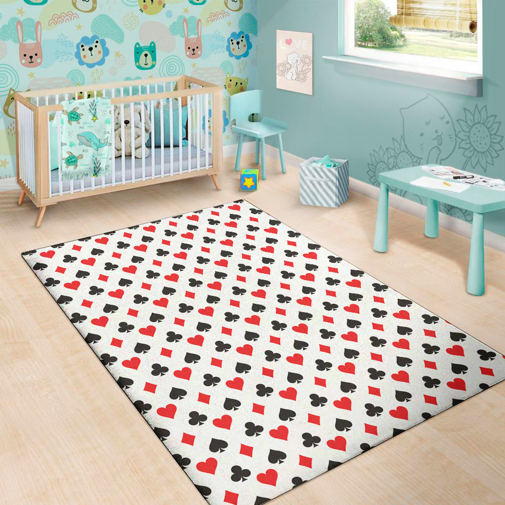 Playing Card Suits Pattern Print Area Rug