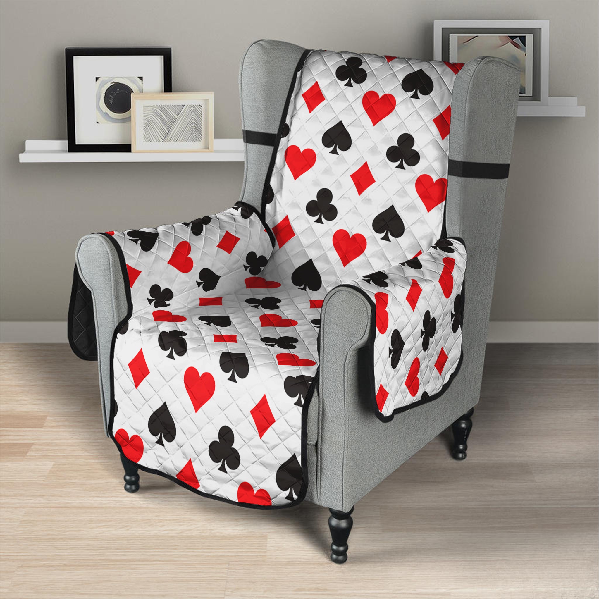 Playing Card Suits Pattern Print Armchair Protector