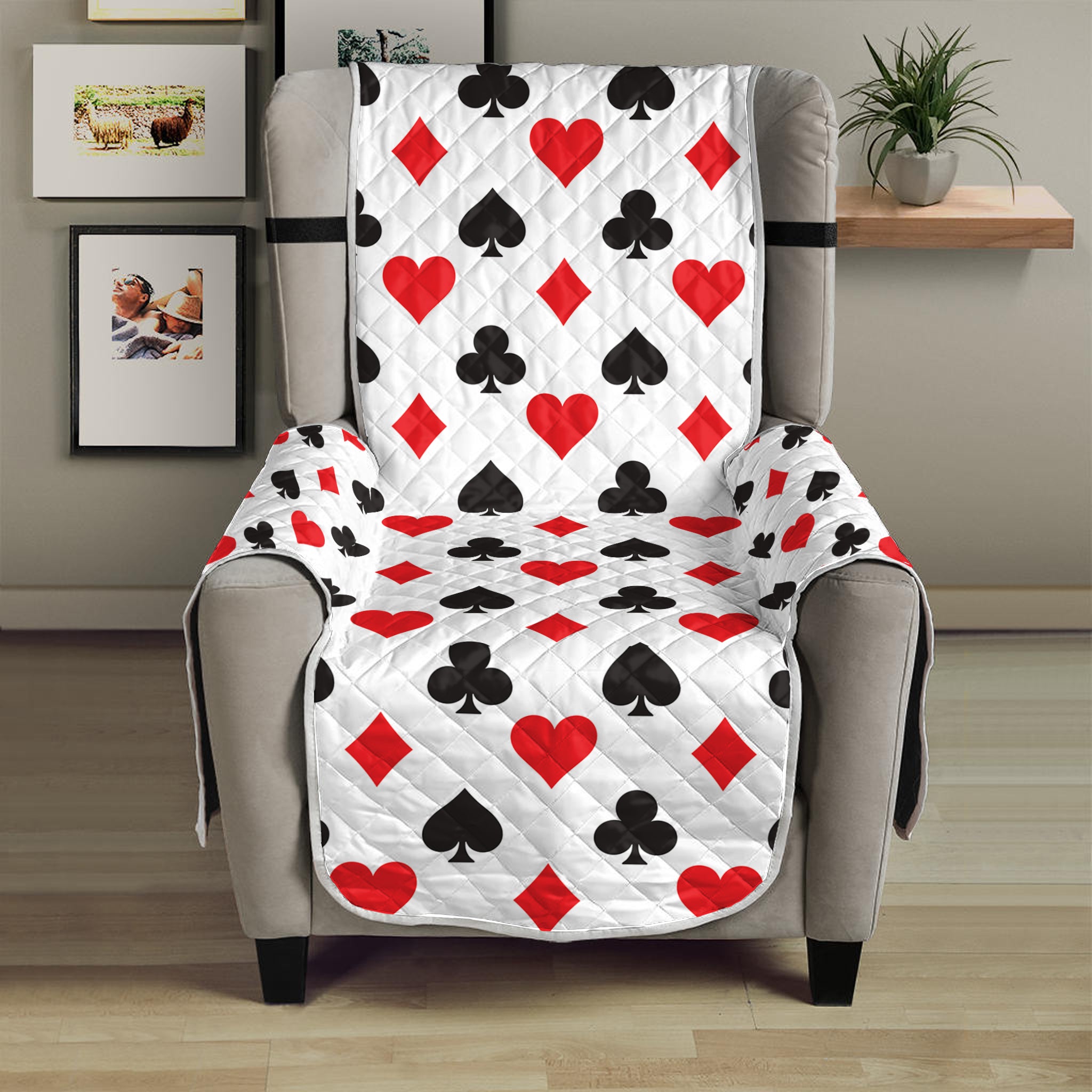 Playing Card Suits Pattern Print Armchair Protector