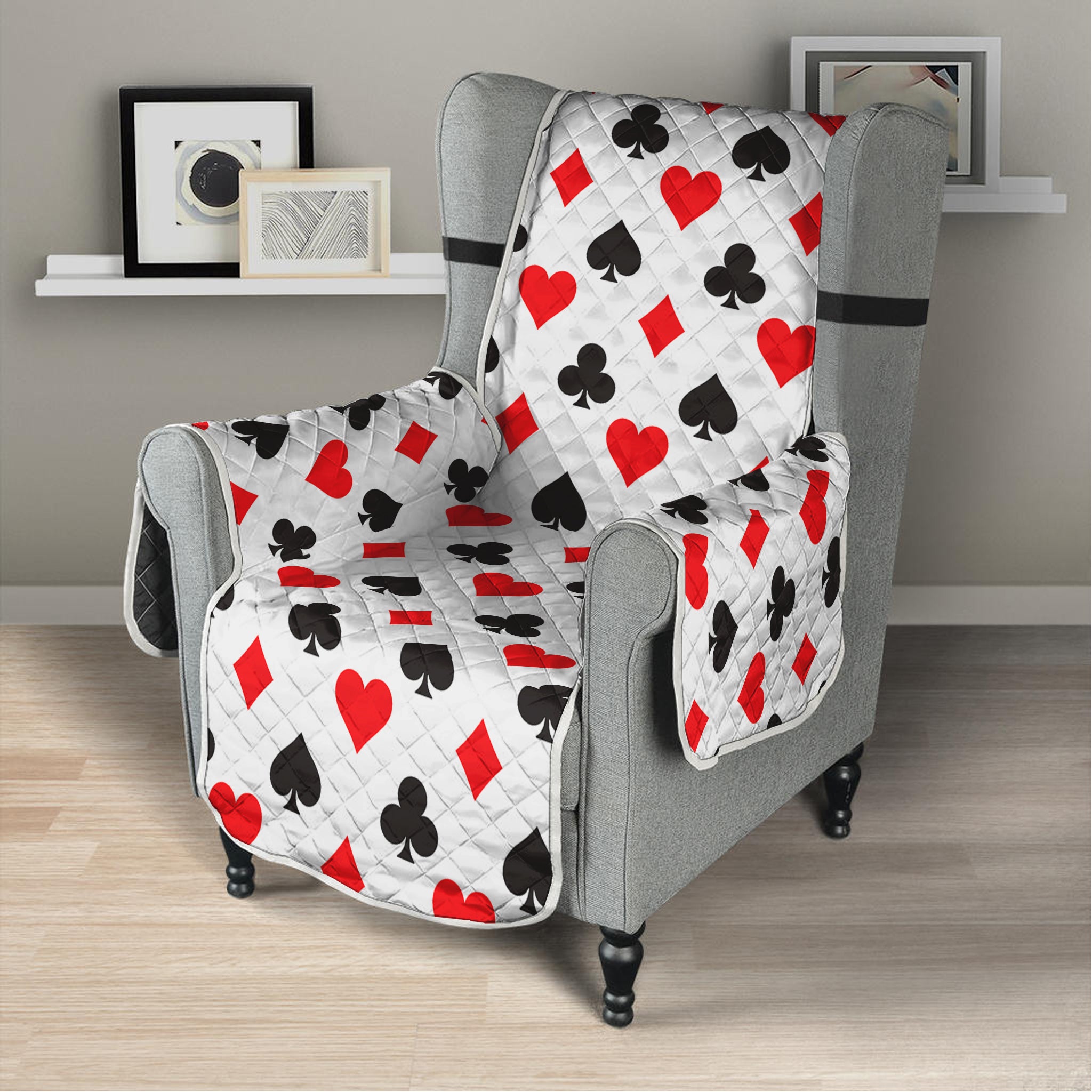 Playing Card Suits Pattern Print Armchair Protector