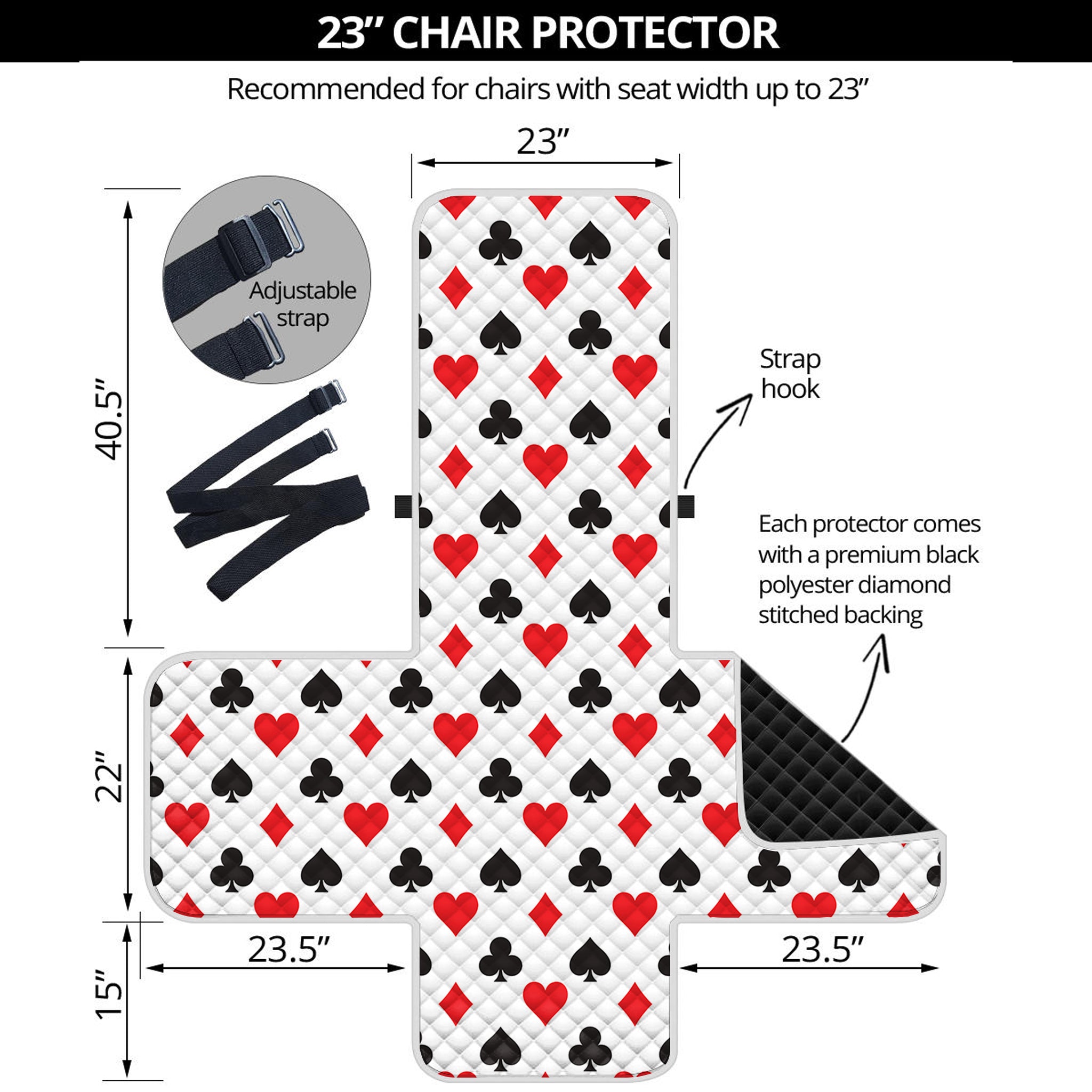 Playing Card Suits Pattern Print Armchair Protector