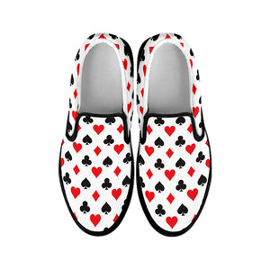 Playing Card Suits Pattern Print Black Slip On Shoes