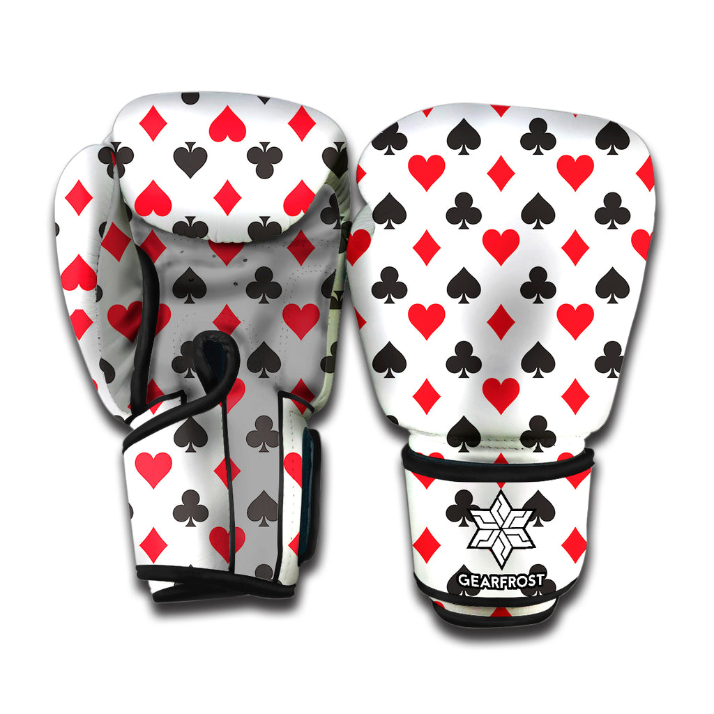 Playing Card Suits Pattern Print Boxing Gloves