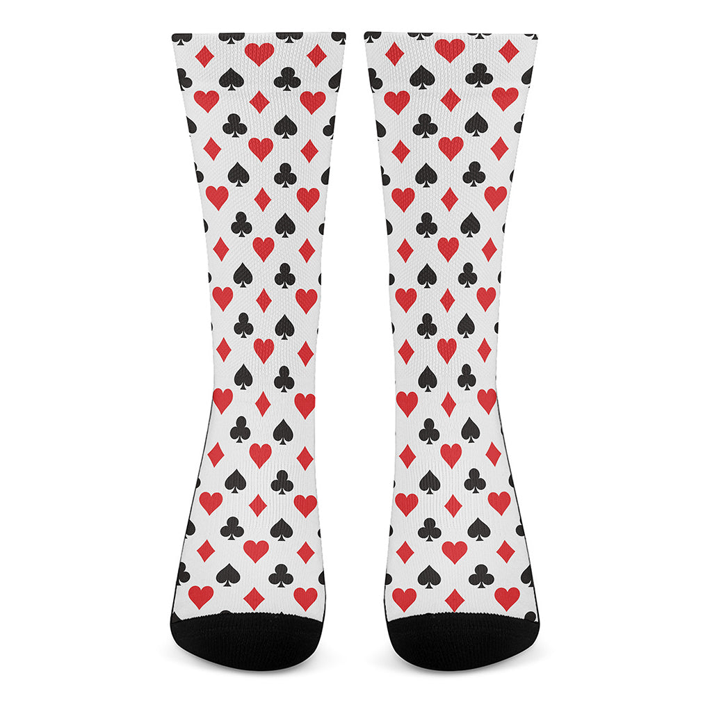 Playing Card Suits Pattern Print Crew Socks