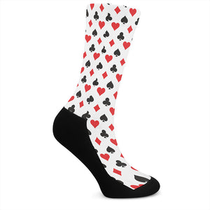 Playing Card Suits Pattern Print Crew Socks