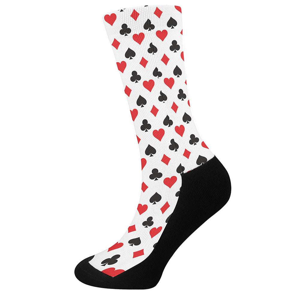 Playing Card Suits Pattern Print Crew Socks